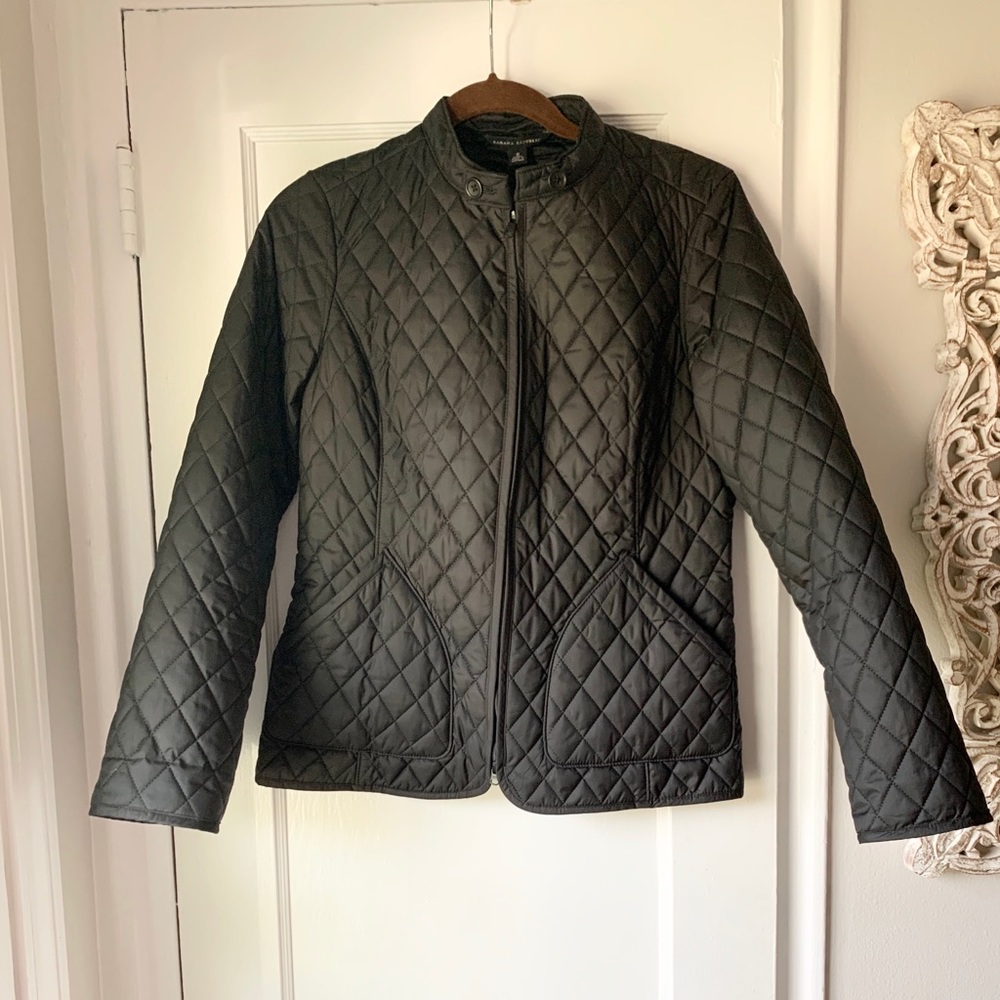 Banana Republic Quilted Fitted Black Coat - Picture 1 of 3